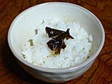 ご飯に青なんばんの佃煮