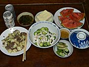 夕食のおかず；ジンギスカン他
