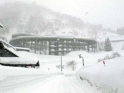 肘折希望橋　肘折温泉　雪景色