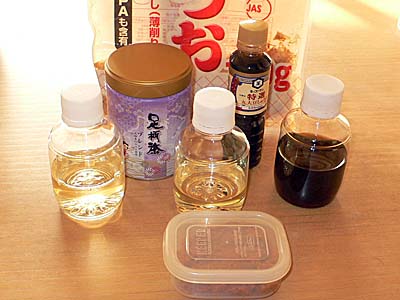 湯治宿に持っていく調味料セットの例