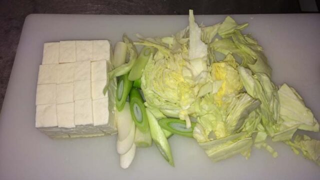 キャベツと葱と豆腐