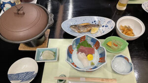 明治温泉の晩ご飯　充分な量