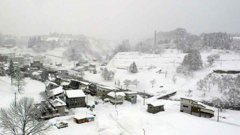 肘折温泉の雪景色