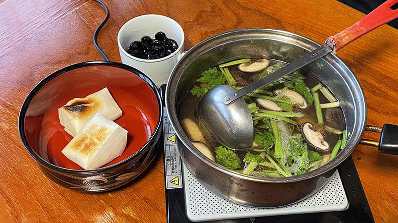 松川温泉で年末年始。年越しそばとお雑煮は最上の鴨で。